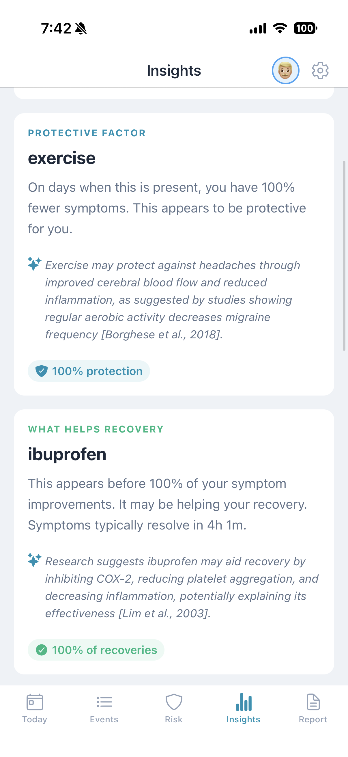 Pattern insights screen