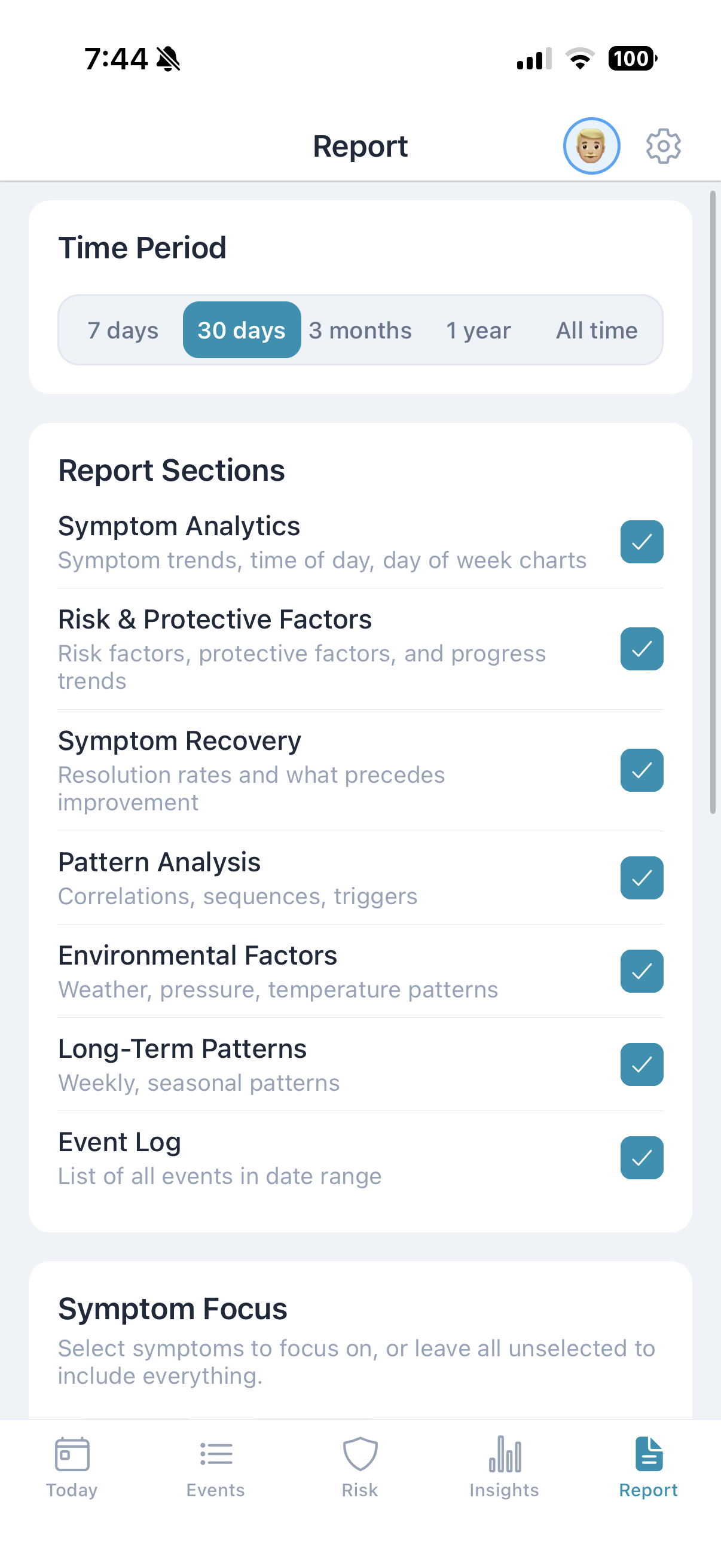 Report builder screen